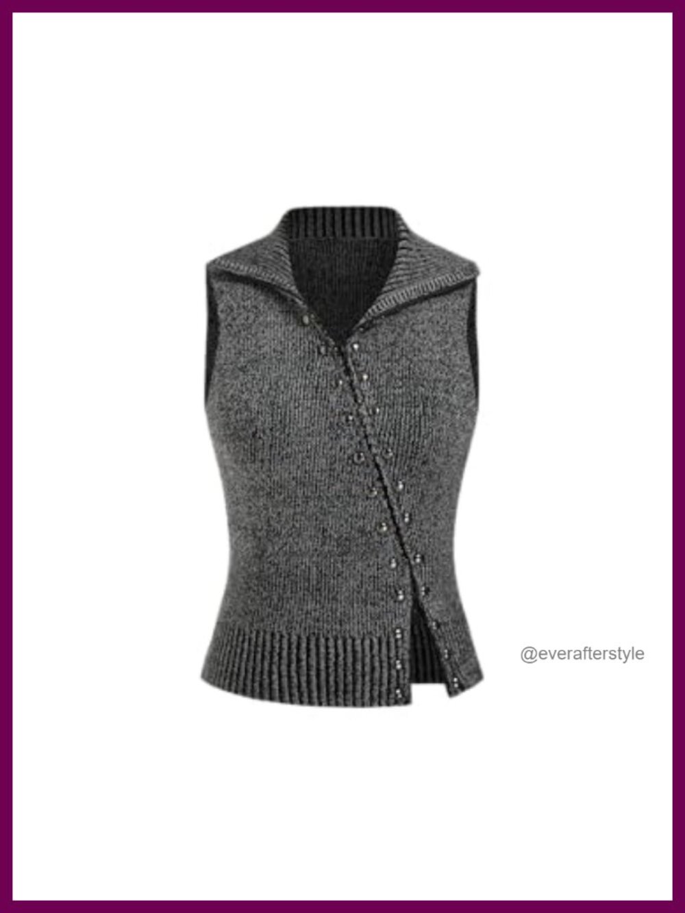 Women's Cropped Sleeveless Zip Up Sweater Vest with Rivets